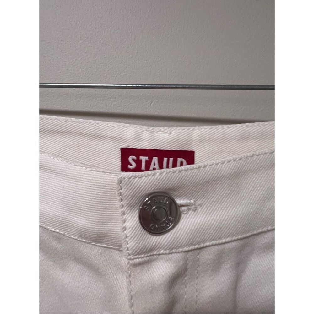 Staud Women's White Denim Cotton High Rise Painter Cargo Jeans Size 12 NWOT - Picture 5 of 6